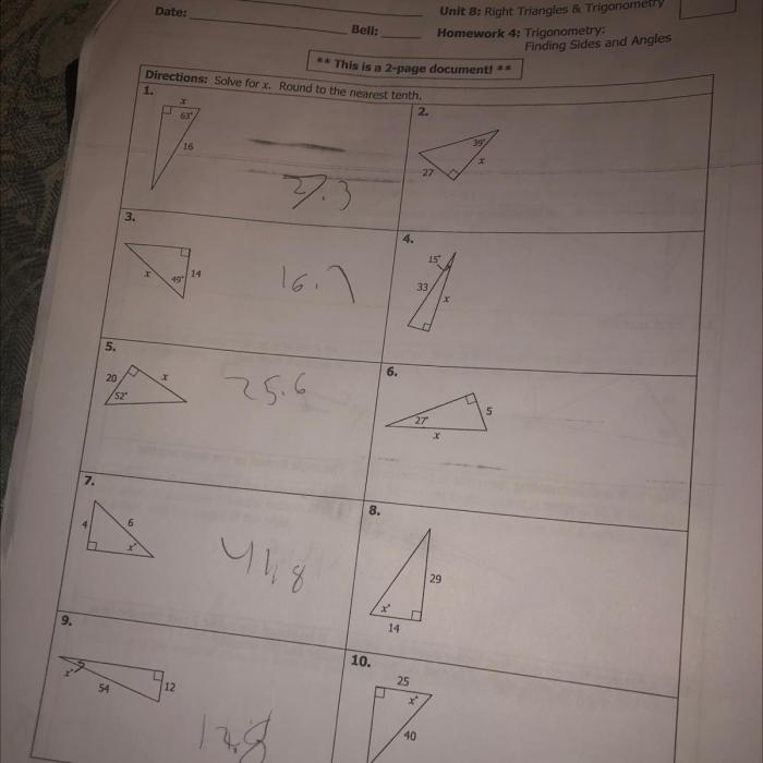 Unit 8 right triangles and trigonometry answer key