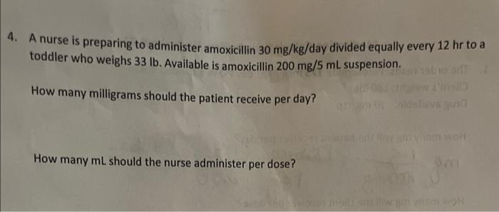 Nurse amoxicillin medication chegg administer transcribed