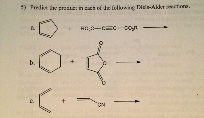 Diels alder predict reactions solved typed